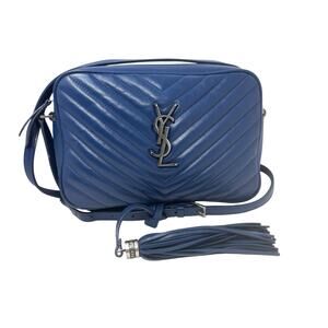 Saint Laurent YSL Lou Camera Bag Cobalt Blue Quilted Leather Silver Hardware